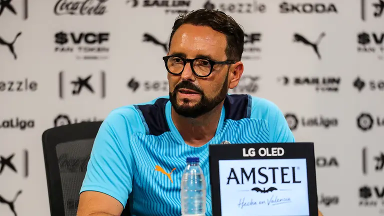 El técnico Jose Bordalas en rueda de prensa en Valencia.
AFP7 /  Europa Press.