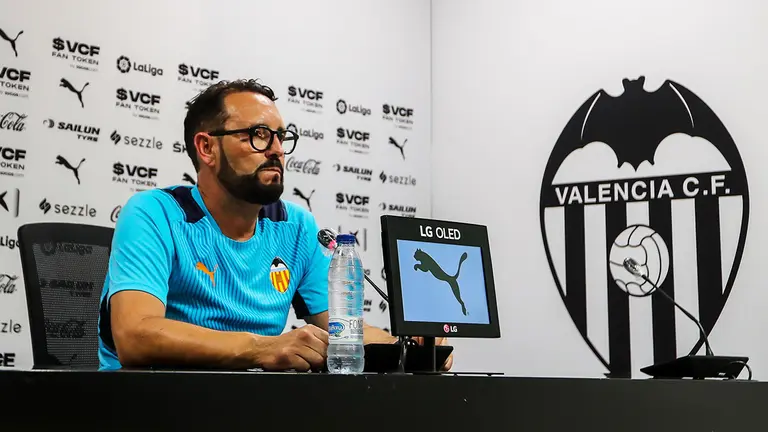 El entrenador del Valencia CF Jose Bordalás en rueda de prensa.
AFP7 /  Europa Press.