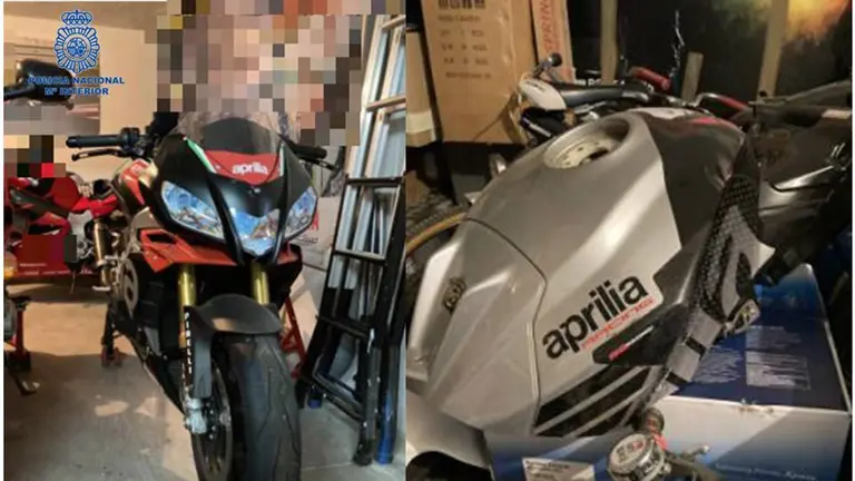 Las motocicletas que el detenido simulaba haber sido robadas. POLICÍA NACIONAL