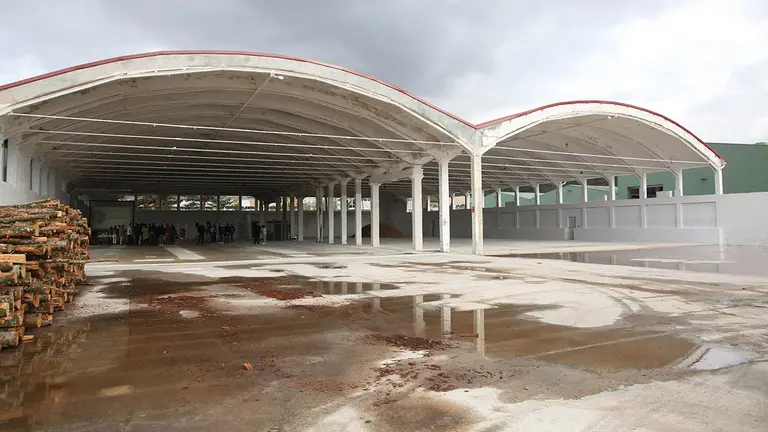 Vista de la nave del nuevo centro piloto de acopio, transformación y suministro de biomasa forestal de Navarra. GOBIERNO DE NAVARRA