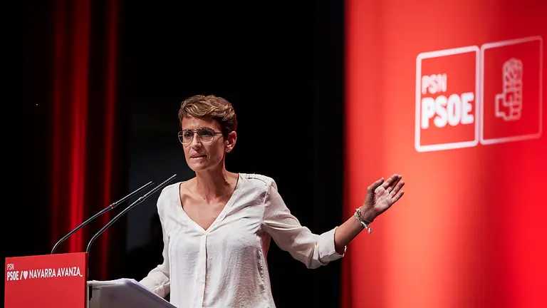 Acto de homenaje a los alcaldes y portavoces del PSN por su gestión municipal durante la pandemia en la que han intervenido María Chivite y Santos Cerdán. PABLO LASAOSA