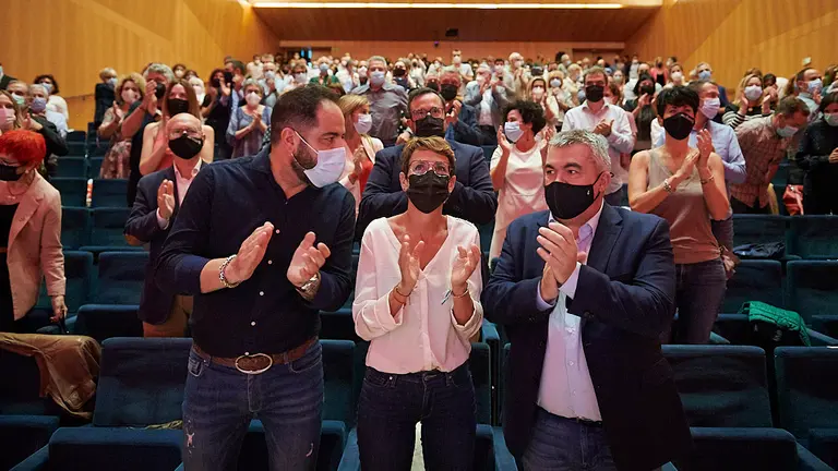 Acto de homenaje a los alcaldes y portavoces del PSN por su gestión municipal durante la pandemia en la que han intervenido María Chivite y Santos Cerdán. PABLO LASAOSA