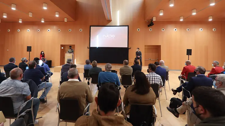 Presentación del Plan Director de NICDO, en el que han participado las consejeras Elma Saiz y Rebeca Esnaola y el director gerente Ramón Urdiáin. GOBIERNO DE NAVARRRA