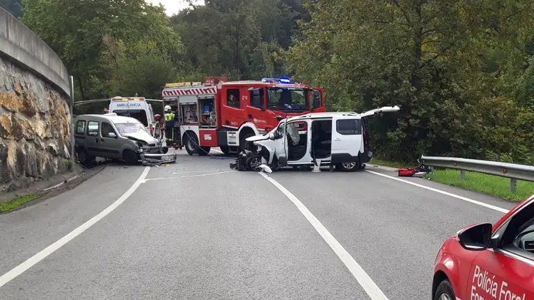 Accidente frontal en la N121A, a la altura de Baztán. POLICÍA FORAL