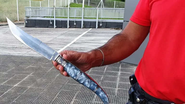 Arma incautada por la Polic&iacute;a Local en un control en Olave. POLIC&Iacute;A FORAL