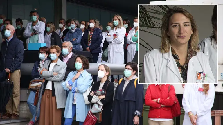 Profesionales del Complejo Hospitalario de Navarra recuerdan a María Zandio, directora asistencial del centro fallecida en accidente el pasado julio. GOBIERNO DE NAVARRA