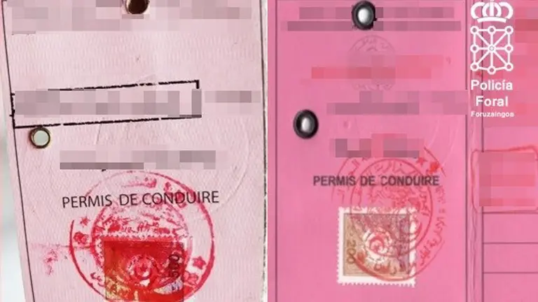 Carné falsificado de uno de los conductores investigados por Policía Foral. POLICÍA FORAL