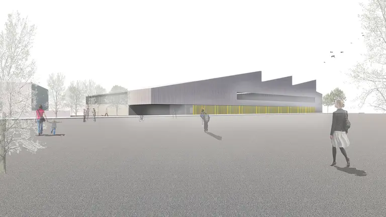 Recreación del nuevo polideportivo de Buztintxuri. AYUNTAMIENTO DE PAMPLONA