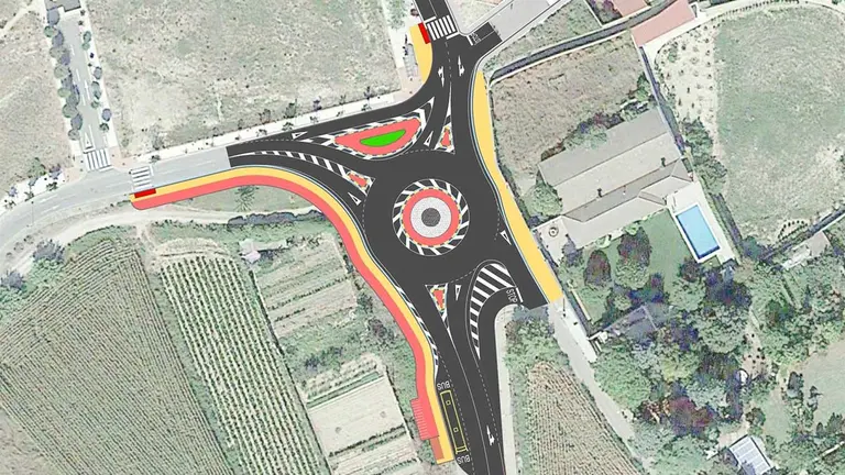 Plano del proyecto de construcción de rotonda y nueva parada de autobuses en Murchante. GOBIERNO DE NAVARRA