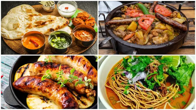 Comida de diferentes nacionalidades que se oferta en diversos restaurantes en Pamplona. MONTAJE