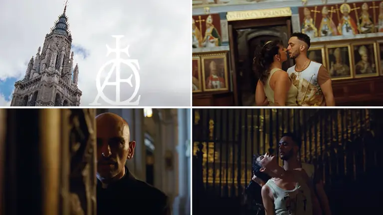 Varios fragmentos del vídeo de C. Tangana titulado Ateo y rodado en la Catedral de Toledo. YOUTUBE