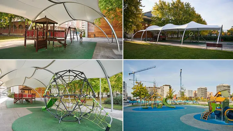 Varios parques infantiles en Pamplona. PABLO LASAOSA