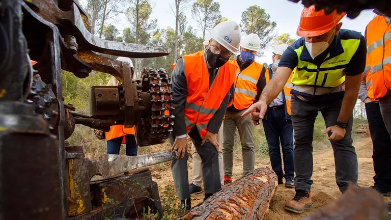El consejero Ciriza durante la visita al bosque sostenible gestionado en Cáseda. GOBIERNO DE NAVARRA