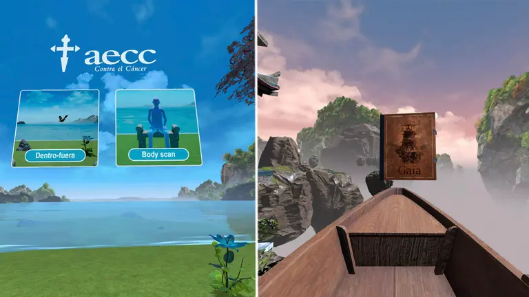 Imágenes de realidad virtual usadas por las gafas diseñadas para pacientes oncológicos en Navarra AECC NAVARRA
