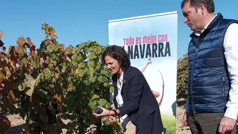 La consejera Itziar Gómez acompañada por el presidente de la DO Navarra, David Palacios. CEDIDA