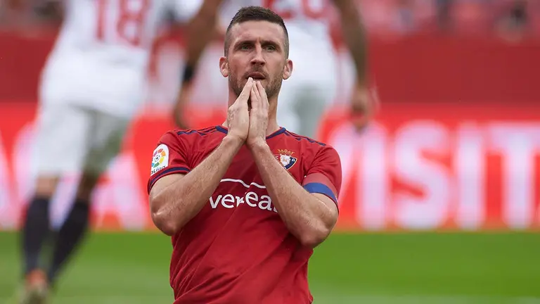 Oier Sanjurjo of Osasuna laments during the spanish league, La Liga Santander, football match played between Sevilla FC and CA Osasuna at Ramon Sanchez-Pizjuan stadium on October 30, 2021, in Sevilla, Spain.
Joaquin Corchero / AFP7 / Europa Press
30/10/2021 ONLY FOR USE IN SPAIN