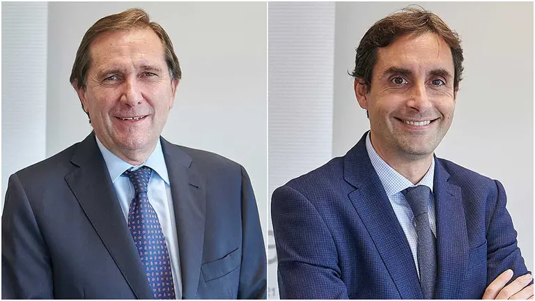 Alberto Ugarte Alberdi (izquierda) deja la presidencia de Mutua Navarra después de 25 años y le sustituye en el puesto Ricardo Goñi Leranoz. CEDIDA