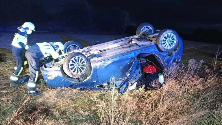 Accidente de tráfico en Orísoain. BOMBEROS DE NAVARRA 