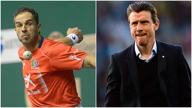 Aimar Olaizola y Juan Carlos Unzué, reconocidos por el Gobierno de Navarra. ARCHIVO