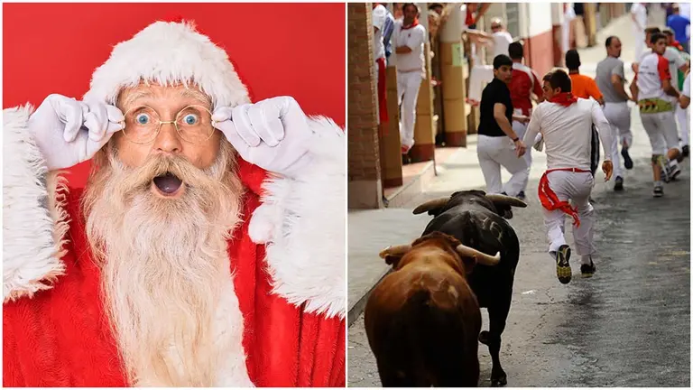 Papá Noel, sorprendido con los encierros que se van a celebrar en San Adrián en enero de 2022.