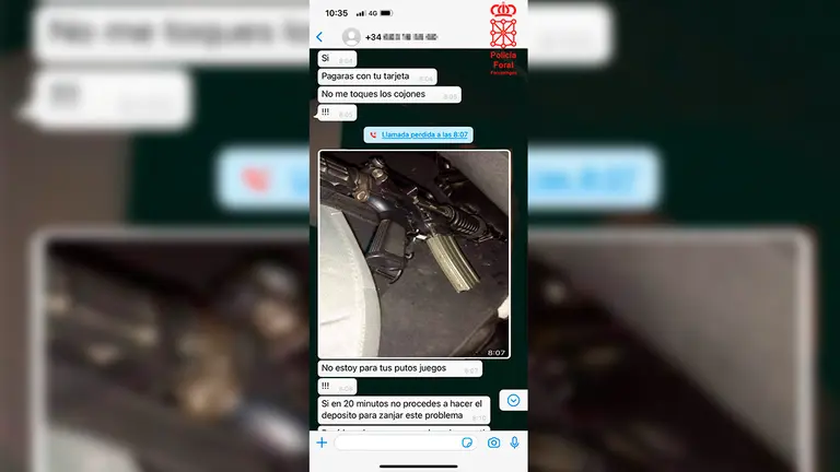 Captura de las amenazas que recib&iacute;a el menor a trav&eacute;s de WhatsApp. POLIC&Iacute;A FORAL