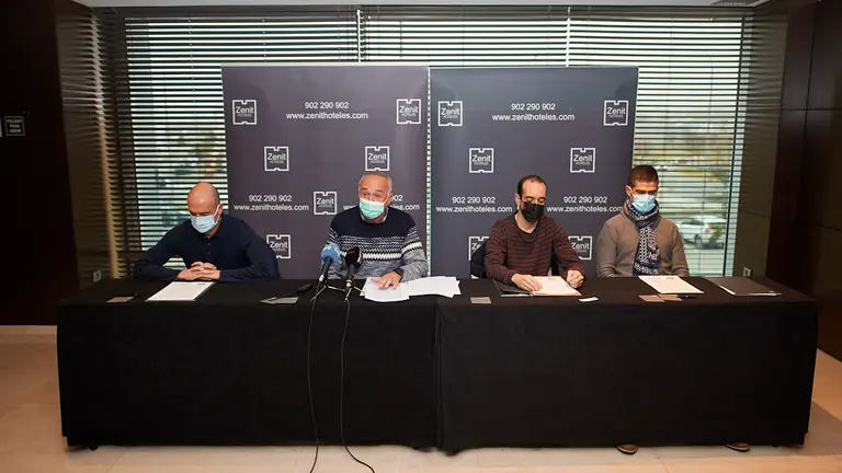 Rueda de prensa de los sindicatos de Policía Foral APF y CSIF/SPF sobre asuntos relacionados con el cuerpo policial. MIGUEL OSÉS