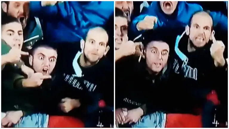 Miembros de Indar Gorri insultan y escupen al Chimy Ávila tras su gol contra el F.C. Barcelona para empatar el partido.