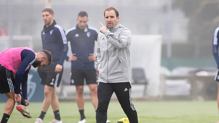Entrenamiento de los rojillos en Tajonar, bajo las indicaciones de Arrasate. CA Osasuna.