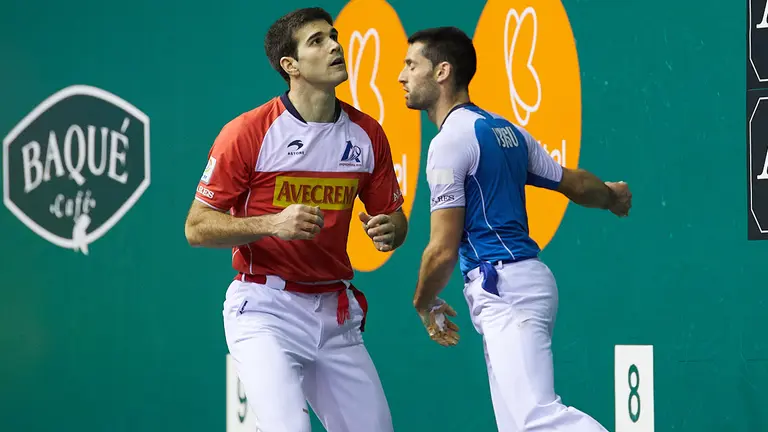 Partido de pelota correspondiente a la quinta  jornada de la liguilla del Campeonato de Parejas 2022 entre Elezkano II-Zabaleta y Peña II-Albisu disputado en el frontón Labrit de Pamplona. IÑIGO ALZUGARAY