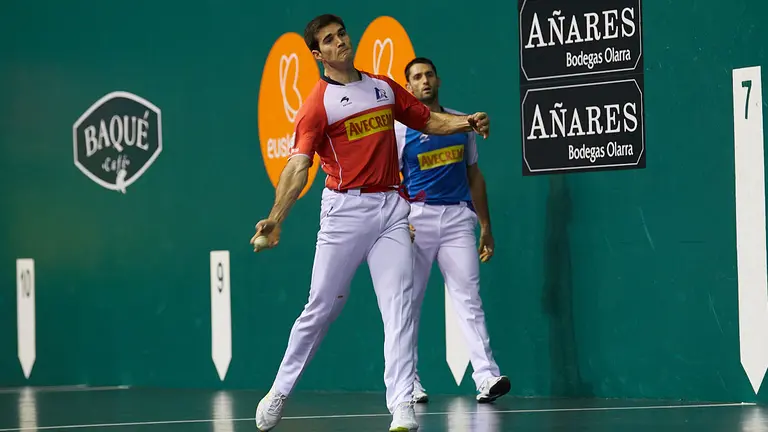 Partido de pelota correspondiente a la quinta  jornada de la liguilla del Campeonato de Parejas 2022 entre Elezkano II-Zabaleta y Peña II-Albisu disputado en el frontón Labrit de Pamplona. IÑIGO ALZUGARAY