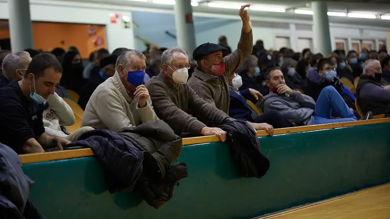 Partido de pelota correspondiente a la quinta  jornada de la liguilla del Campeonato de Parejas 2022 entre Elezkano II-Zabaleta y Peña II-Albisu disputado en el frontón Labrit de Pamplona. IÑIGO ALZUGARAY