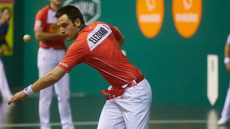 Partido de pelota correspondiente a la quinta  jornada de la liguilla del Campeonato de Parejas 2022 entre Elezkano II-Zabaleta y Peña II-Albisu disputado en el frontón Labrit de Pamplona. IÑIGO ALZUGARAY