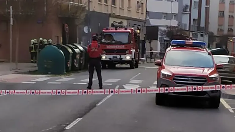 Incendio en el interior de un garaje de viviendas en Ansoáin. POLICÍA FORAL