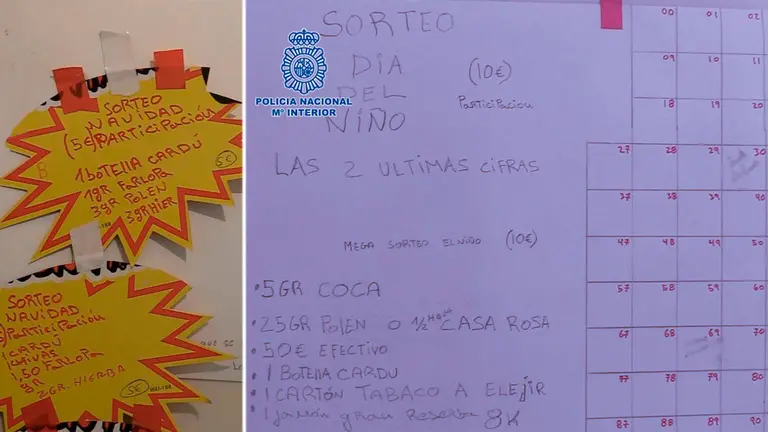 Imagen del sorteo de la narcocesta POLICÍA NACIONAL