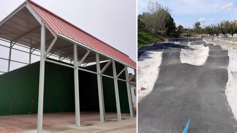 Montaje con el frontón de Legaria y el pump track de Murchante GOBIERNO DE NAVARRA