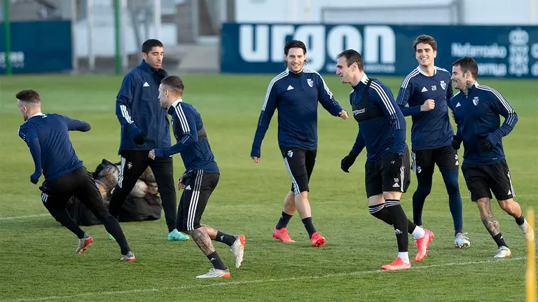 Entrenamiento del equipo rojillo en Tajonar. CA Osasuna.