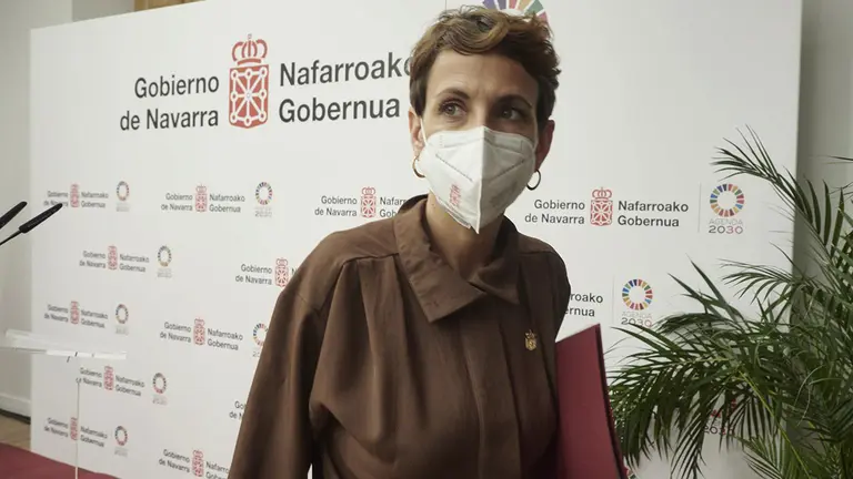 La presidenta del Gobierno de Navarra, María Chivite, este lunes 10 de enero en Pamplona. EUROPA PRESS