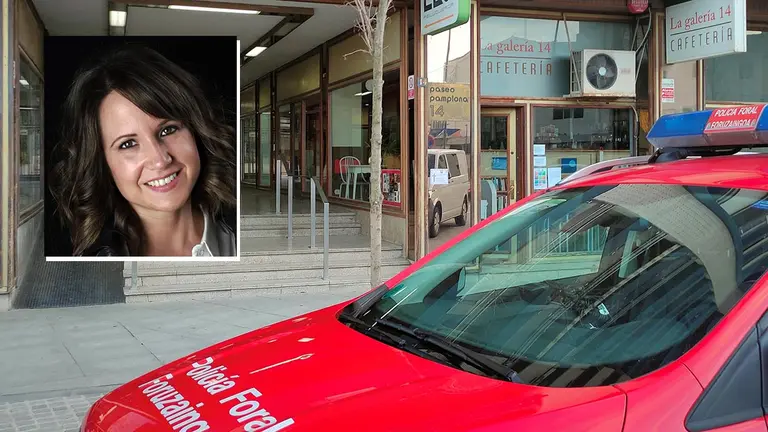 Imagen del pasadizo donde se encuentra el portal del domicilio de Sara Pina Yeregui, la mujer que este lunes ha aparecido muerta en su vivienda de Tudela. EFE/ Juan Antonio Martínez