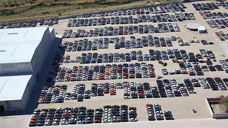 Imagen aérea de las instalaciones de la empresa Desguaces La Cabaña en Berrioplano. Cedida.
