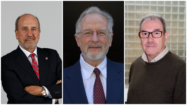 Los científicos españoles Mariano Esteban, Luis Enjuanes y Vicente Larraga. UNIVERSIDAD DE NAVARRA