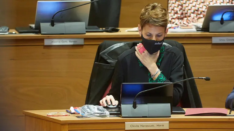 María Chivite (PSN) en el Pleno del Parlamento de Navarra. IÑIGO ALZUGARAY