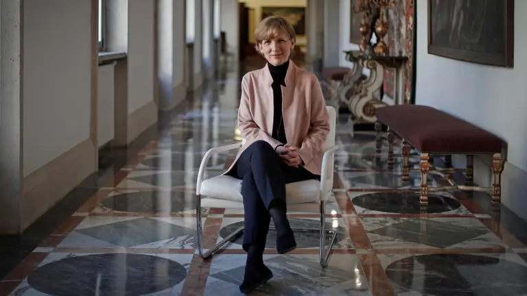 La rectora de la Universidad de Navarra, María Iraburu Elizalde, durante la entrevista concedida a Efe. EFE/Villar López