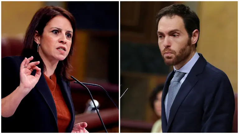 La socialista Adriana Lastra y el diputado de UPNA, Sergio Sayas.