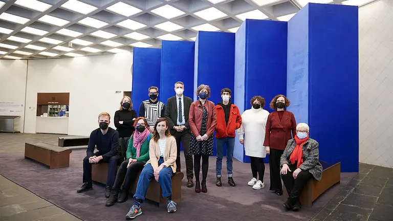 La consejera de Cultura y Deporte, Rebeca Esnaola, presenta la adquisición de obras de arte contemporáneo por parte del Gobierno de Navarra a lo largo de 2021. PABLO LASAOSA