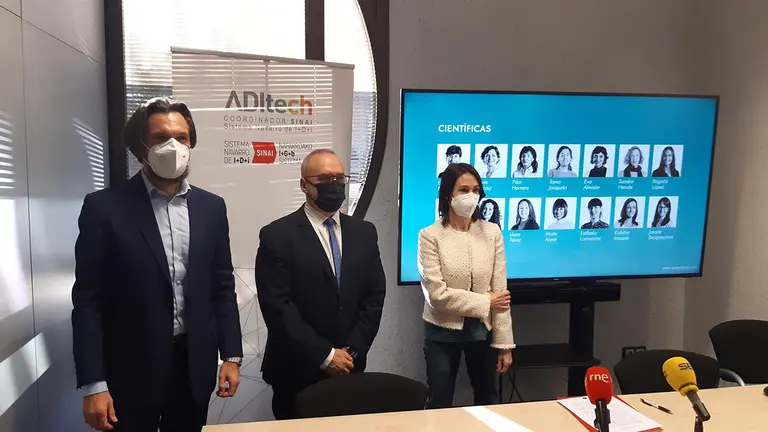 Garrido, Cigudosa y Arana, durante la rueda de prensa. GOBIERNO DE NAVARRA