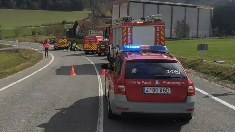 Accidente mortal en Labiano, donde ha fallecido un motorista de 43 a&ntilde;os POLIC&Iacute;A FORAL