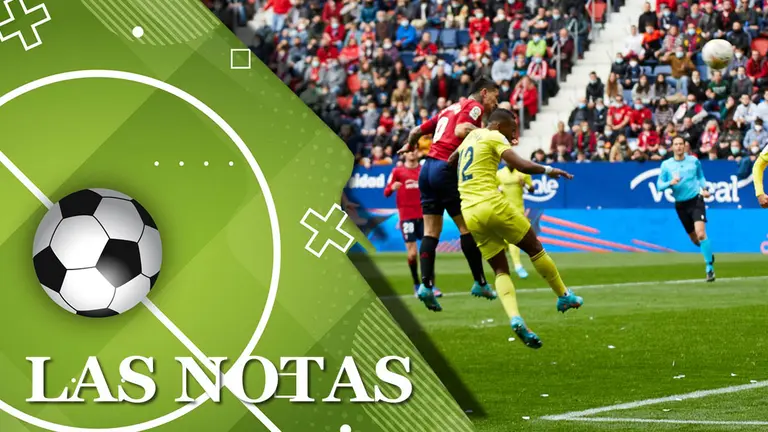 Montaje con el remate de cabeza del Chimy Ávila que ha supuesto el 1-0 ante el Villarreal IÑIGO ALZUGARAY