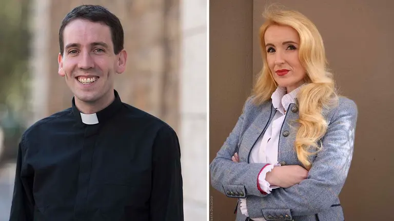 Antonio Rodríguez Tovar y Delia Manzanero, premiados por sus investigaciones sobre Ernestina de Champourcin y la búsqueda de Dios, y Concepción Arenal y la situación de las mujeres presas, respectivamente. UNAV