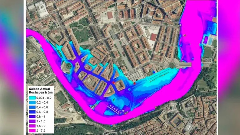 La zona inundable en la Rochapea y Chantrea. AYUNTAMIENTO DE PAMPLONA