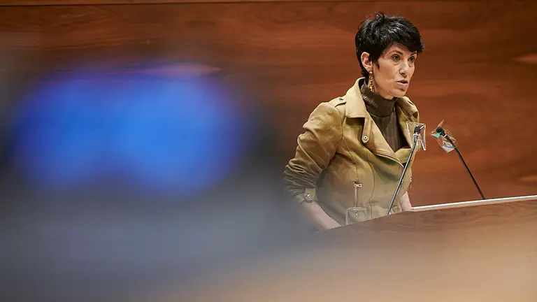 Elma Saiz, consejera de Economía y Hacienda interviene en el pleno del Parlamento. PABLO LASAOSA